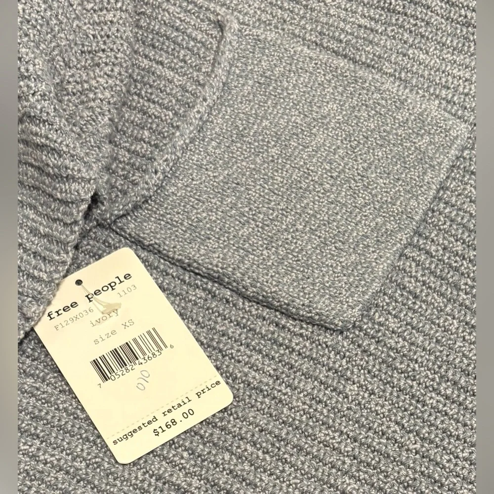 NEW FREE PEOPLE - Oversized Ribbed Mock Neck Spring/Summer Sweater Top - Picture 6 of 7